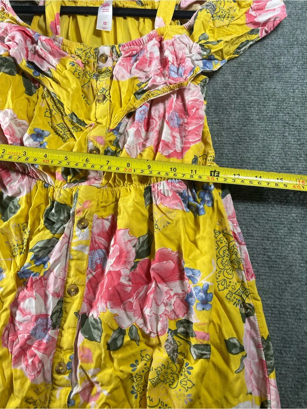 Justice Yellow Floral Summer Dress with Pink Accents